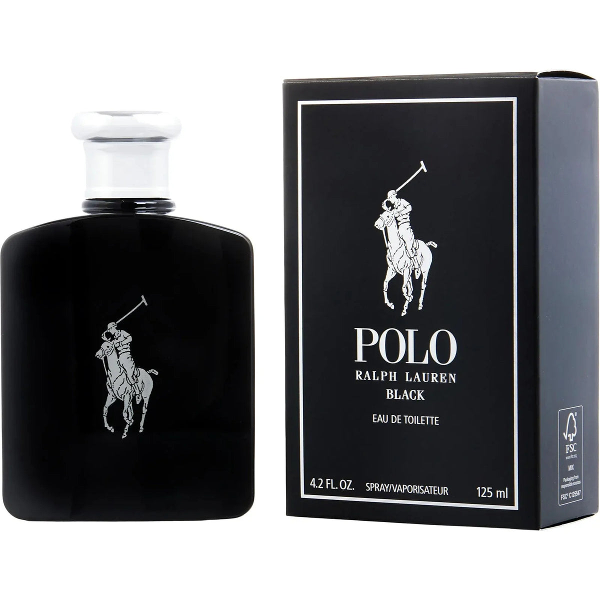 Ralph Lauren Polo Black Eau De Toilette Spray 4.2 FL OZ / 125 ML