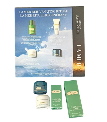 La Mer Rejuvenating Ritual 4 Piece Set Treatment Lotion + Foaming Cleanser + Soft Cream + Night Cream - 0.17 FL OZ / 5 ML 2x - 0.12 FL OZ / 3.5 ML 2x