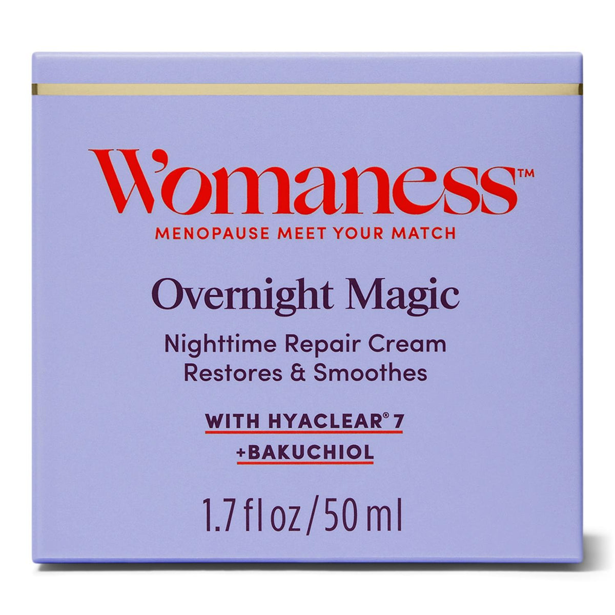 Womaness Overnight Magic Moisturizing Repair Cream Restores + Smoothes - 1.7 FL OZ/ 50 ML