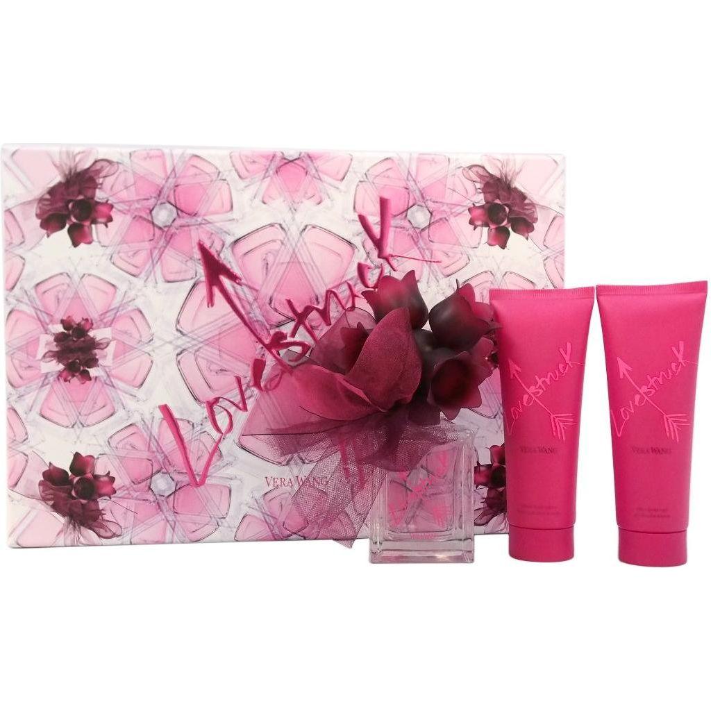 Vera Wang Love Struck 3 Piece Set - Eau De Parfum Spray / Body Lotion / Shower Gel  2.5 FL OZ / 75 ML                     1.0 FL OZ / 30 ML                    1.0 FL OZ / 30 ML