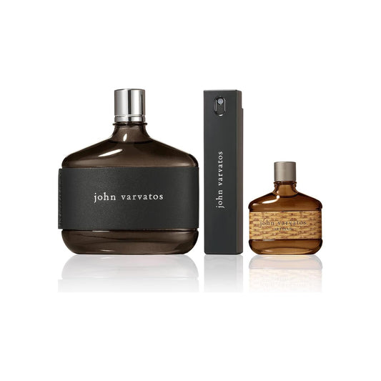 John Varvatos EDT 3-Piece Gift Set – Full Size, Travel Spray & Artisan Mini 4.2 FL OZ / 125 ML - 0.57 FL OZ / 17 ML - 0.5 FL OZ / 15 ML