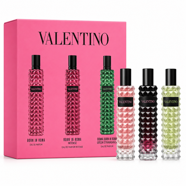 Valentino Garavani 3 Piece Set Eau De Parfum Spray Donna Born In Roma + Donna Born In Roma Green Stravaganza + Donna Born In Roma Intense - 0.5 FL OZ / 15 ML 3x