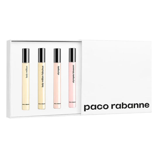 Paco Rabanne Women's Travel Spray Gift Set – Lady Million, Fabulous, Olympea & Blossom - 0.34 FL OZ / 10 ML x 4