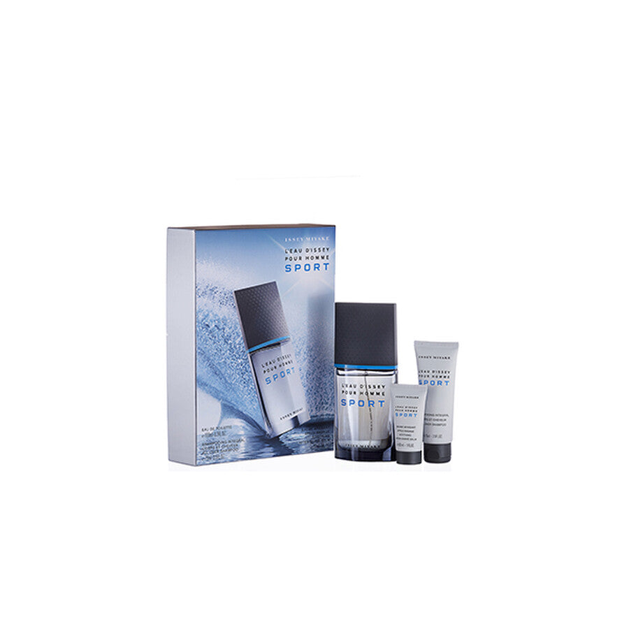 Issey Miyake L'Eau d'Issey Pour Homme Sport 3-Piece Gift Set – Eau de Toilette 100ml, All-Over Shampoo 75ml, After Shave Balm 30ml