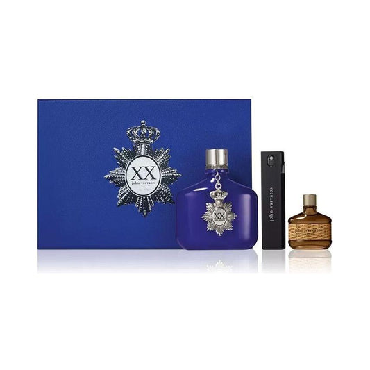 John Varvatos XX Indigo EDT 3-Piece Gift Set – Full Size, Travel Spray & Deodorant