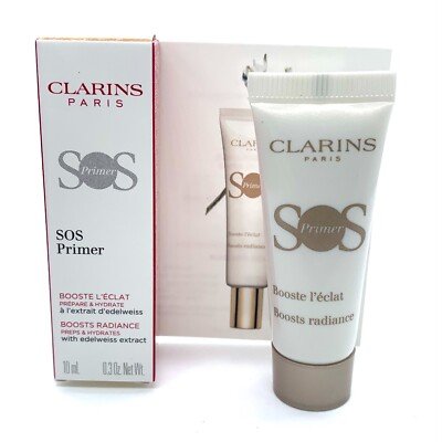 Clarins SOS Primer Boosts Radiance Preps & Hydrates with Edelweiss Extract Sample - 0.3 FL OZ / 10 ML